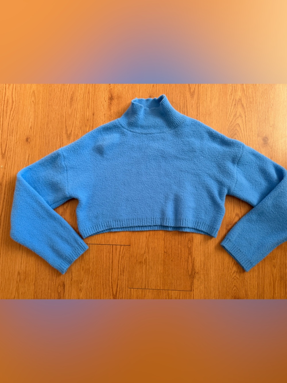 Zara Bright Blue Cropped Turtleneck Sweater